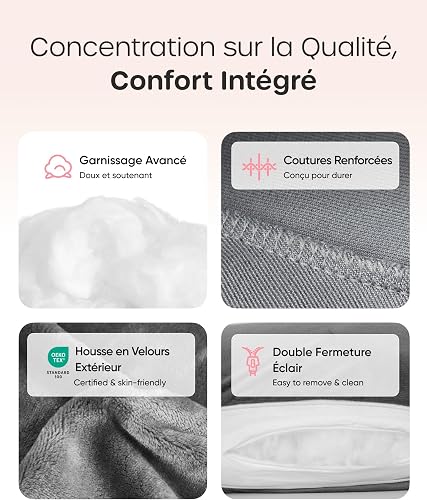 Nuliie Coussin de Grossesse pour Dormir, Oreiller de Corps Complet en Forme de U, Soutien pour Le Dos, Les Hanches et Les Jambes des Femmes Enceintes, avec Une Housse en Velours Lavable (Gris) - 6