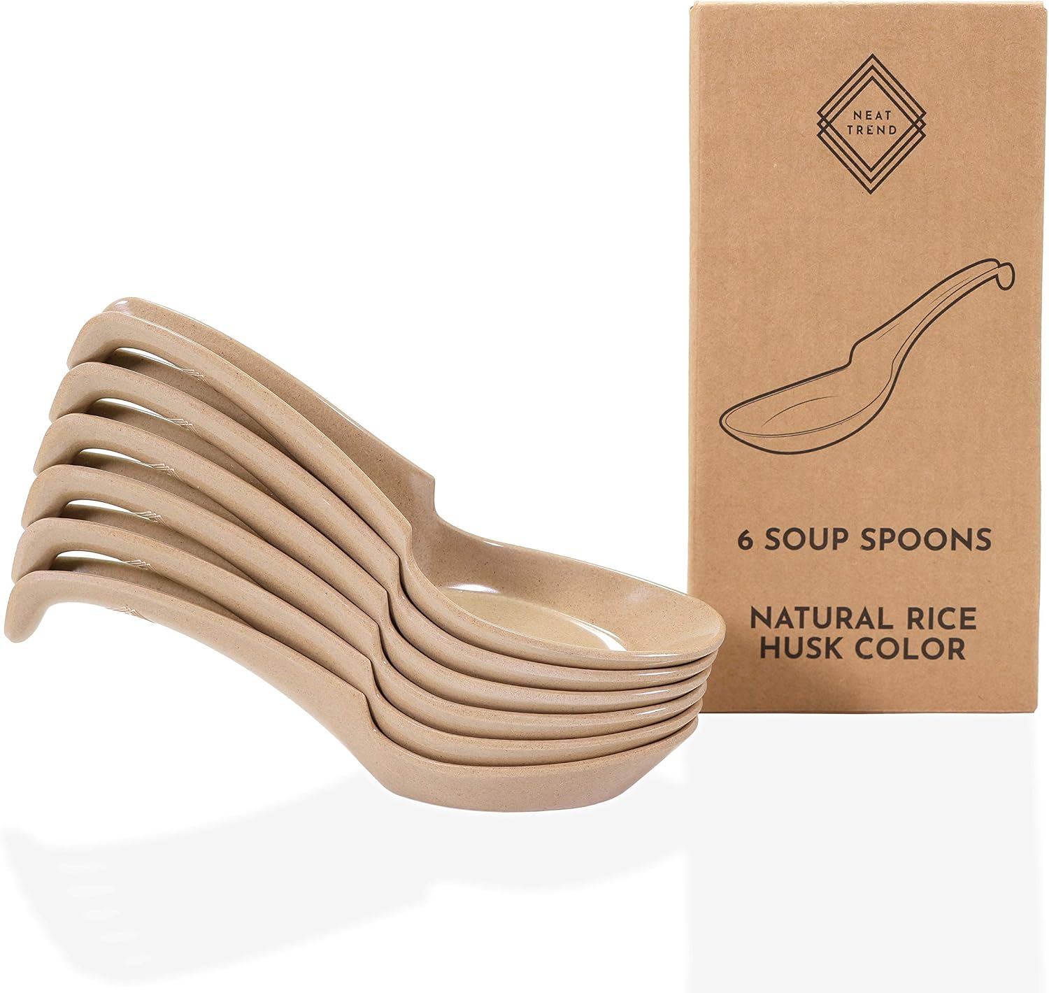 Amazon.com: Natural Rice Husk Soup Spoons with Hook for Ramen Pho Asian ...