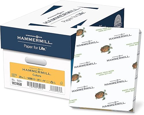 Hammermill - Papel de color, papel de impresora color dorado de 20 libras, 8.5 x 11 pulgadas - 10 resmas (5,000 hojas), fabricado en los Estados