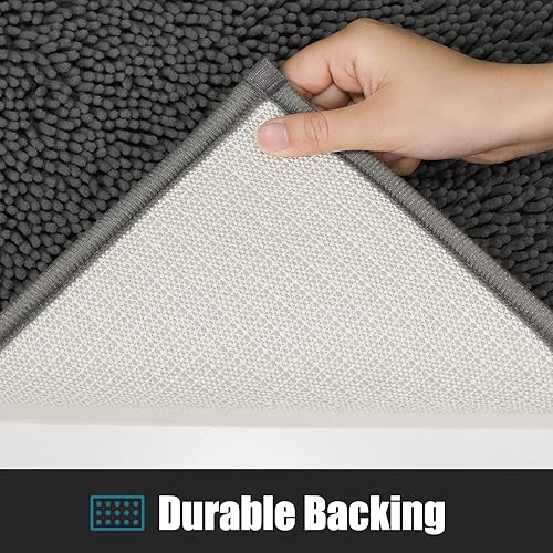 Miniatura 3 de LINLA Tapete de baño de felpilla antideslizante, ultrasuave y absorbente, de secado rápido y lavable a máquina, para bañera, ducha y puerta (24 x 39