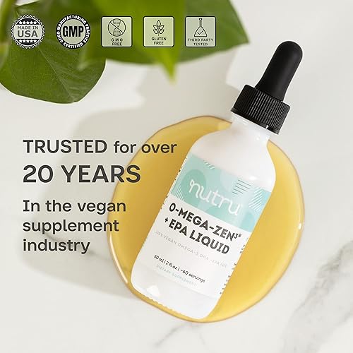 Miniatura 6 de O-Mega-Zen3 +EPA Vegan Omega 3 DHA EPA Suplemento líquido - Ácidos grasos esenciales de algas Omega3 - 2 onzas líquidas