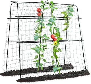 FOLLOOK Cucumber Trellis for Garden, 63" Tall Metal Pea Tunnel Garden Arch Trellis for Climbing Plants Outdoor, A Frame Trellis Support Vegetables Squash Cucumber Trellis for Raised Bed, Lightweight