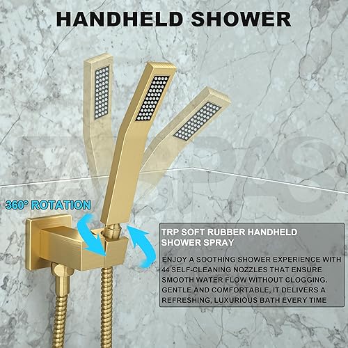 Miniatura 3 de Sistema de ducha con boquilla de bañera, juego de grifo de ducha montado en la pared para baño con cabezal de ducha de lluvia de 12 pulgadas y