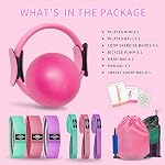 DICYWUDI Pilates Essentials Kit for Home Women, Pilates Equipment for Workouts, 6 Fabric Resistance Bands, 12 Inch Magic Circle Yoga Ring, Mini Exercise Ball, Great Exercise Equipment
