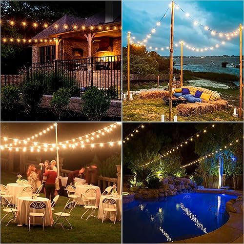 Miniatura 9 de Guirnalda de luces solares para exteriores, impermeables, de 100 pies con 52 inastillables, luces solares para exteriores, ST38, bombillas Edison