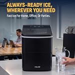 Newair 26 lbs. Machine à glace de comptoir, noir mat, portable et léger, contrôle intuitif, grande ou petite taille de glace, facile à nettoyer des pièces sans BPA, parfait pour les cocktails, scotch, soda et plus