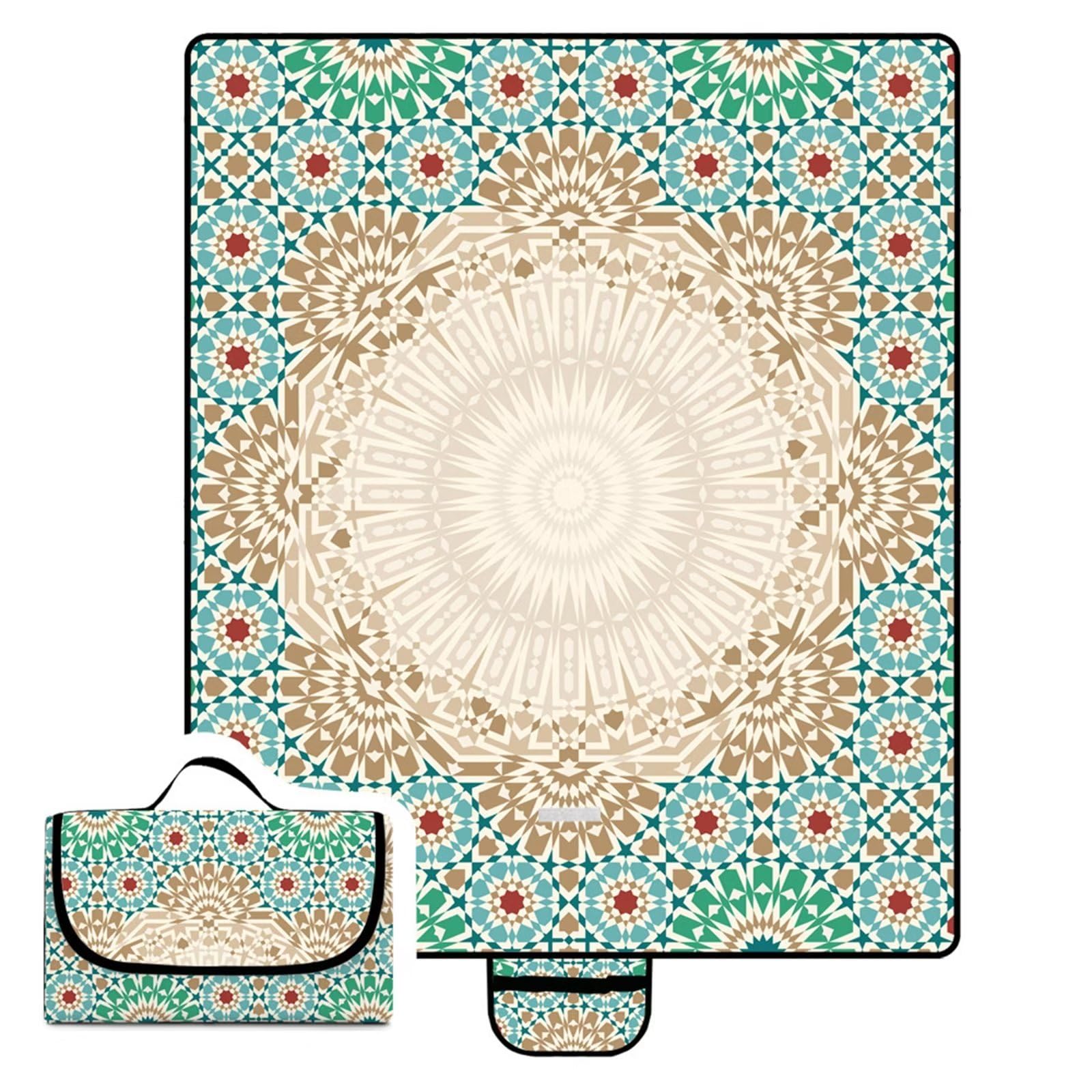 Manta de Picnic al Aire Libre, 150x200cm Alfombras de Playa, Mantas para pícnic Impermeable Prueba Arena Manta de Playa Plegable Portátil para Aire Libre Jardín Acampar Mantas Pícnic Mandala MarróN