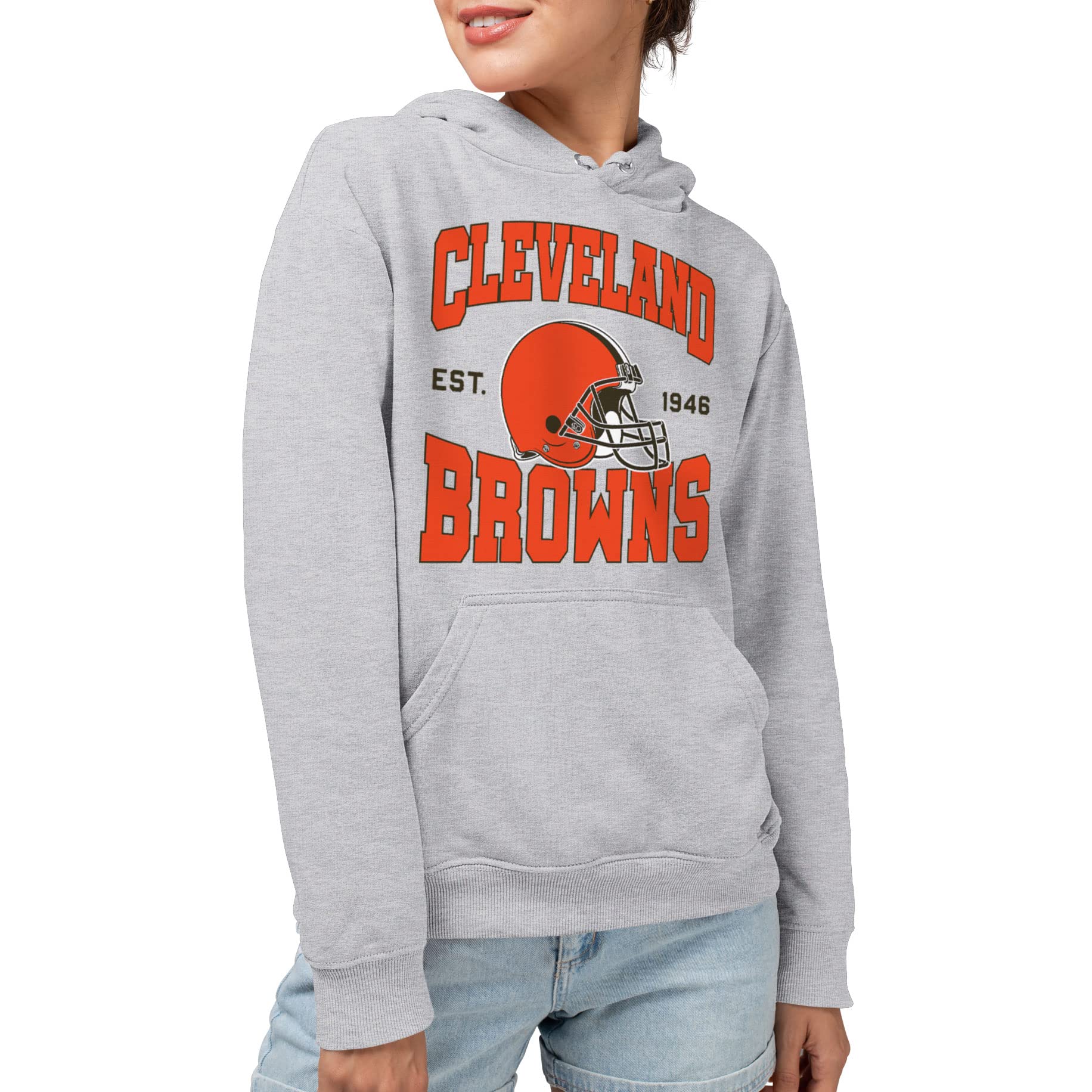 Junk Food Clothing X NFL Cleveland Browns Team Helmet Unisex Adult  Pullover Fleece Hoodie For Men And Women Size XX-Large