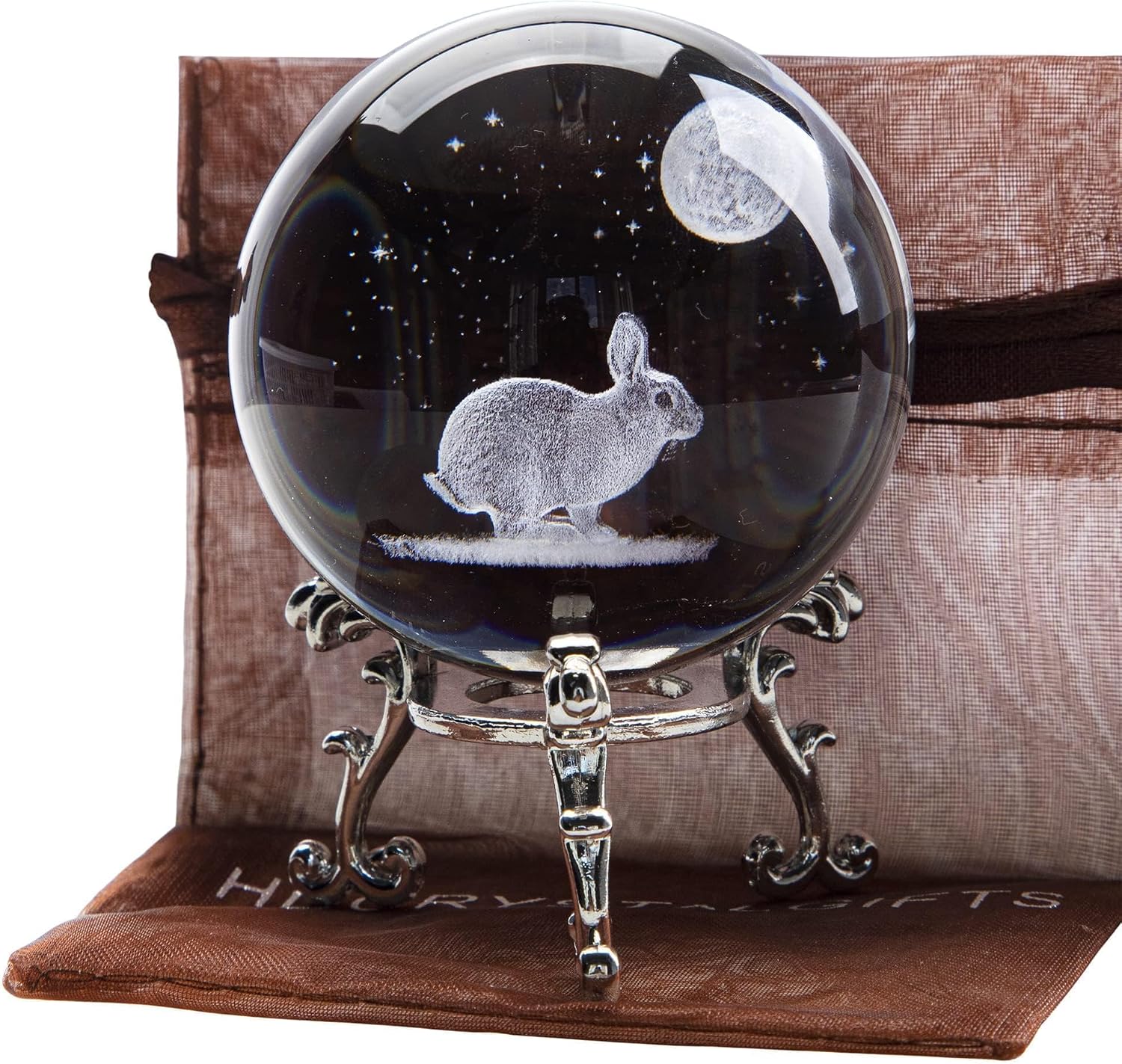60mm 3D Easter Bunny Crystal Ball Paperweight with Stand Gift For Women image 4