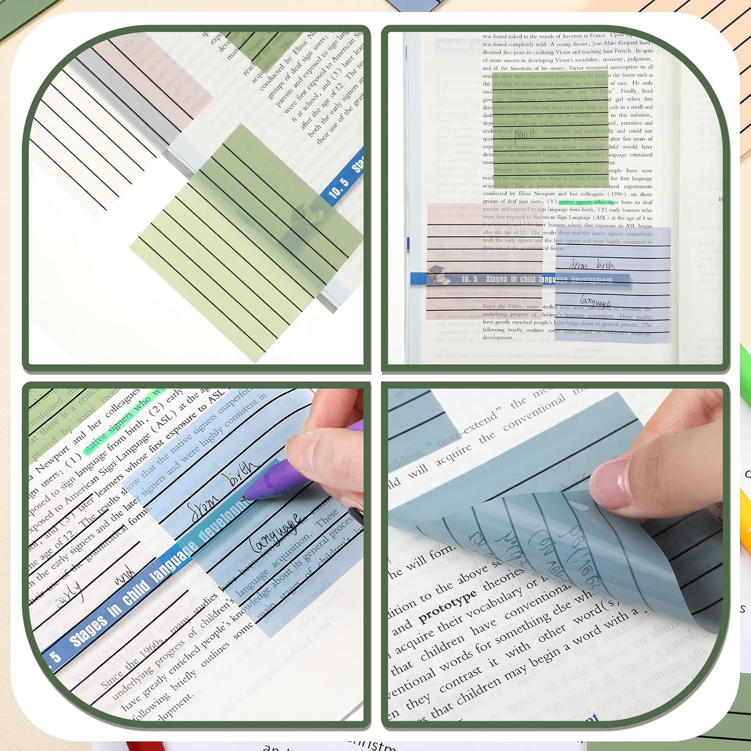 Yinder 24 Pack 720 Sheets Transparent Sticky Notes Translucent Clear Lined Self Sticky Notes for Bible Tabs, Book Tabs, Office School Supplies(3 x 3 Inch,Fresh Color) image 4