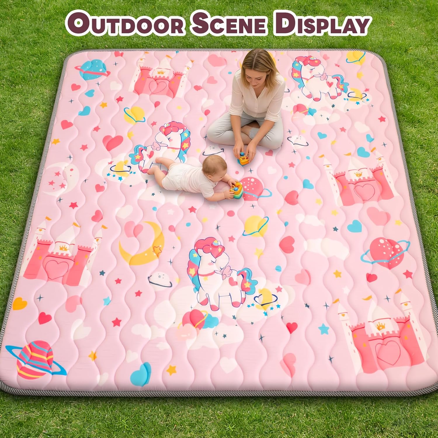 Wirhao Baby Play Mat for Floor, 71'' x 59'' Thicken Foam Soft Padded Mat for Baby, Playpen Mat for Toddlers Infant Kids, Machine Washable, Non-Slip Bottom Safe for Crawling (Pink)