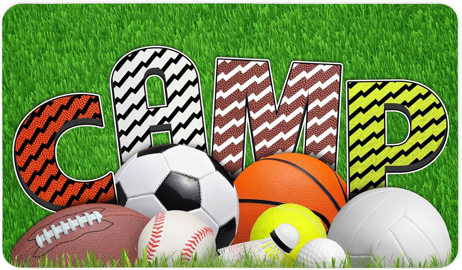 Gilbins Super Soft and Comfy Floor Mat Bunk Camp Floor Mats Sport Balls Sky (Camp Vibes Only)