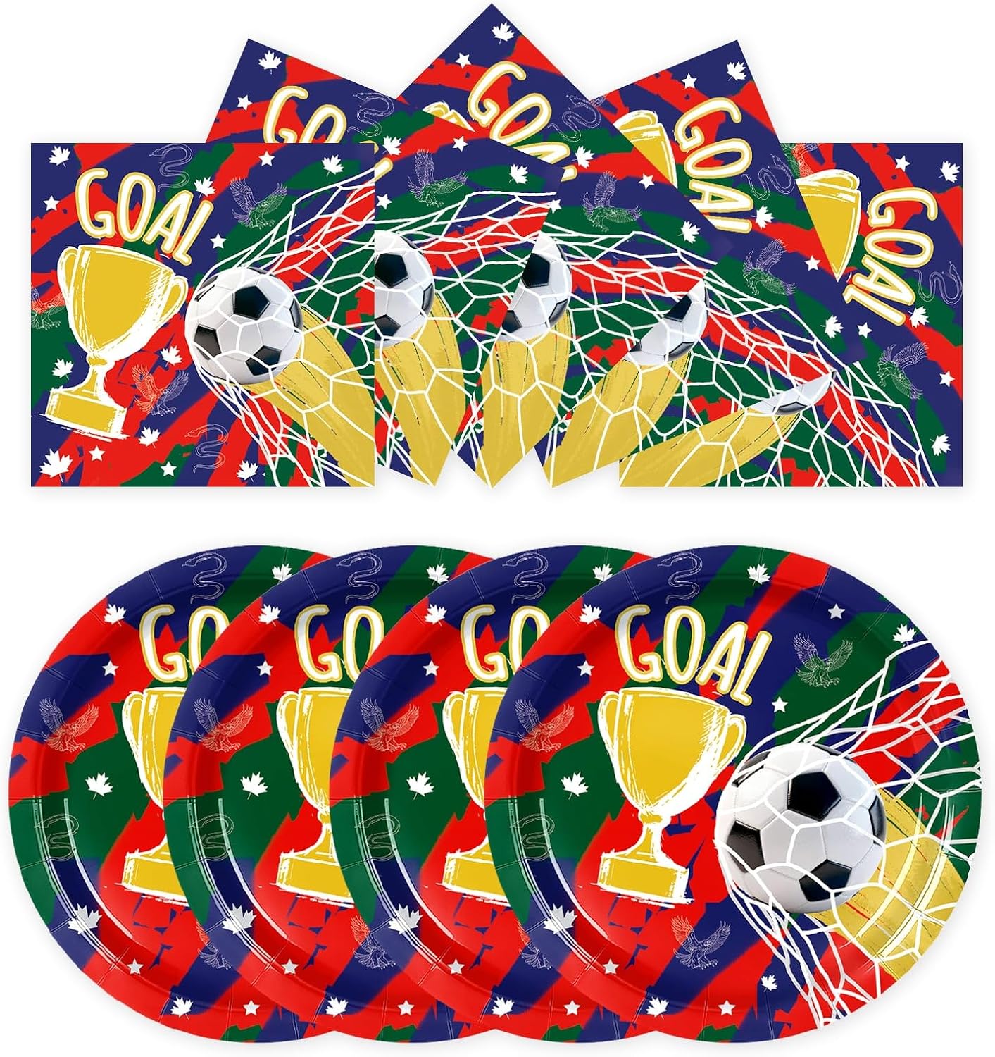 40Pcs Soccer Paper Plates and Napkins World Soccer Cup Party Decorations Disposable Soccer Dessert Plates and Napkins Tableware Set for Birthday Sports Theme Viewing Parties Fan Celebrations