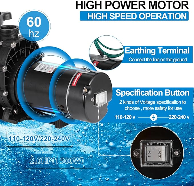 Bomba de piscina 2 HP con autocebado y doble voltaje miniatura 5