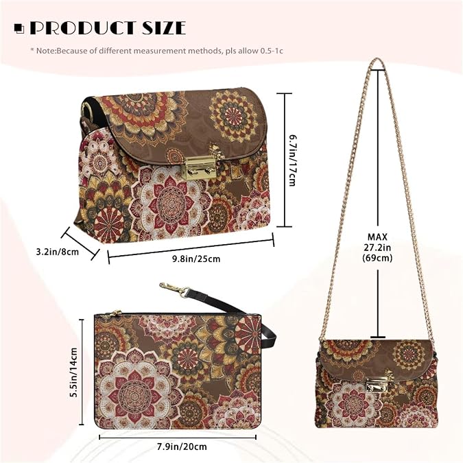 PU Crossbody Bags for Women Small Formal Purses with Lightweight Wallet 2-in-1 Shoulder Bag Set