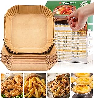 Air Fryer Disposable Paper Liners, 120 Pcs Square Airfryer Parchment Cooking Non-Stick Liner Accessories, Microwave Oven, Frying Pan, Oil-proof Air Fryers Filters Sheet for 2 3 4 4.5 Qt Baking Basket
