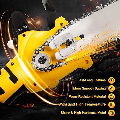 Miniatura 4 de Daspom Mini motosierra inalámbrica compatible con batería De-walt de 20 V máximo, motosierra de poda eléctrica sin escobillas de 8 pulgadas para