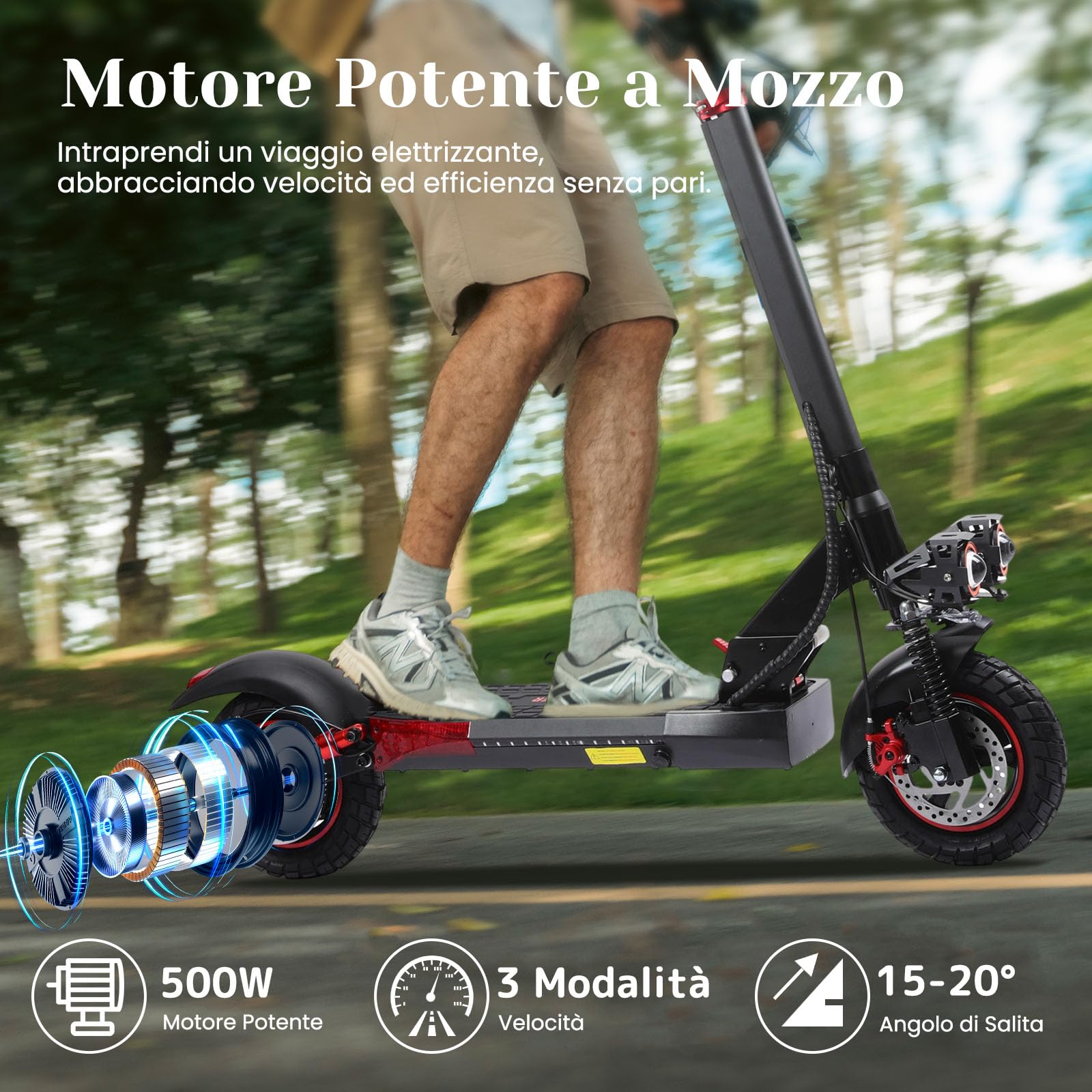 Monopattino Elettrico Adulto,45-55KM 48V 15/18Ah, 10,5/11 pollici Fuoristrada Monopattino Elettrico Adulti Pieghevole,Doppio Ammortizzatore e Freni a Disco Anteriori e Posteriori,Carico 150kg