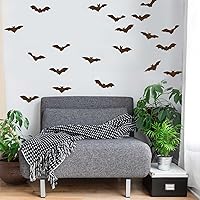 Vista 2 de Chromantics Juego de calcomanías de murciélagos voladores, calcomanía de murciélago de Halloween con corte de beso (gris)