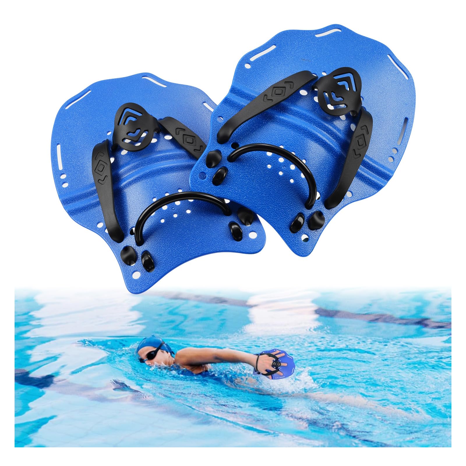 Hikeen Swim Paddle Hand for Adult and Junior, Swim Training Hand Paddles with Adjustable Straps, Swimming Hand Paddles for Training