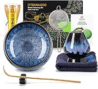 Vista 1 de TEANAGOO Juego de 7 piezas de batidor de matcha, juego de matcha para ceremonia, kit de matcha Junware-Azul, juego de té matcha para hacer