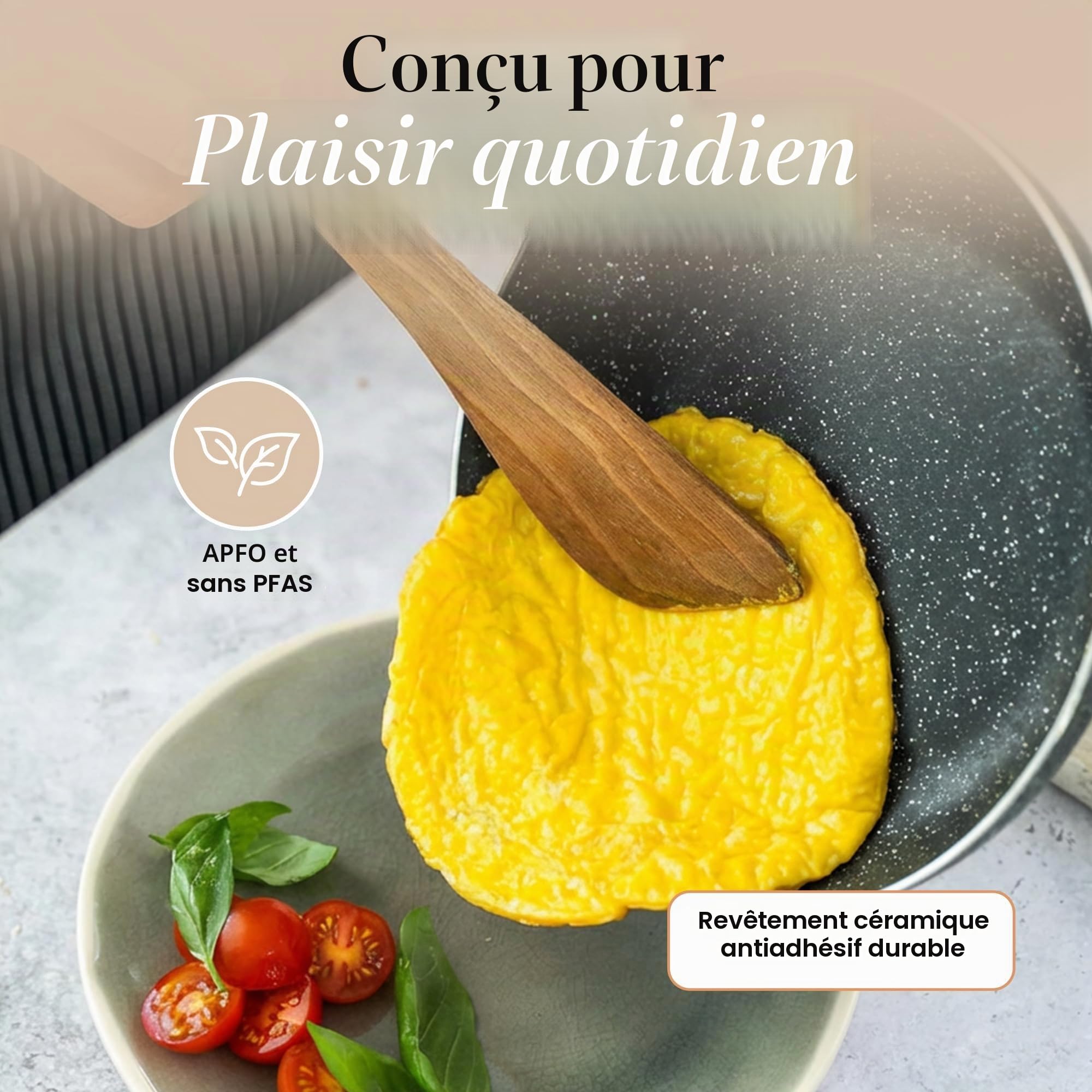 Ensemble de casseroles et poêles antiadhésives - Plaque à induction - Batterie de cuisine 8 pièces avec couvercle - Cuisiner avec marmite et poêles en marbre - par Nuovva