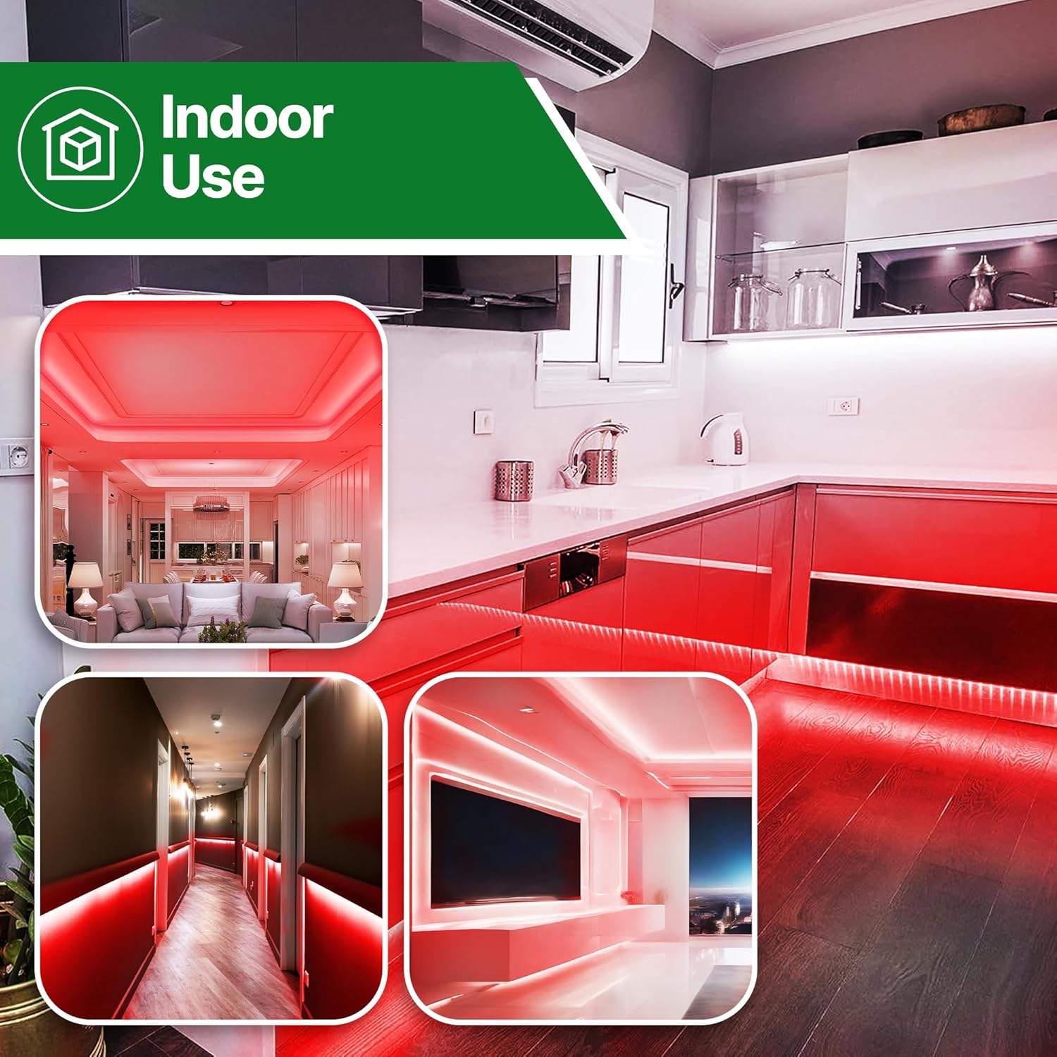 24-Foot Red LED PVC Rope Light for Indoor/Outdoor Use