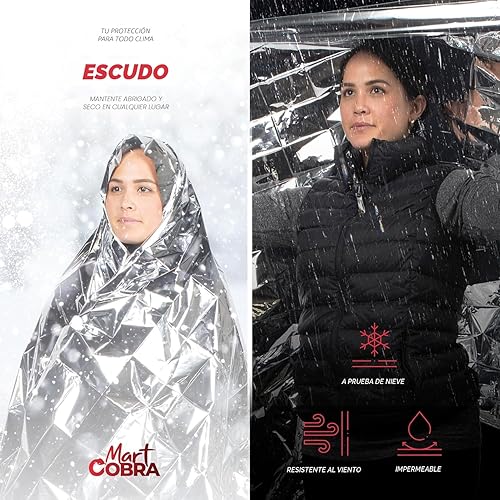Miniatura 7 de Paquete de 4 mantas de emergencia de Mylar espaciales, equipo de supervivencia y suministros reutilizables térmicos para campamento, caza, primeros