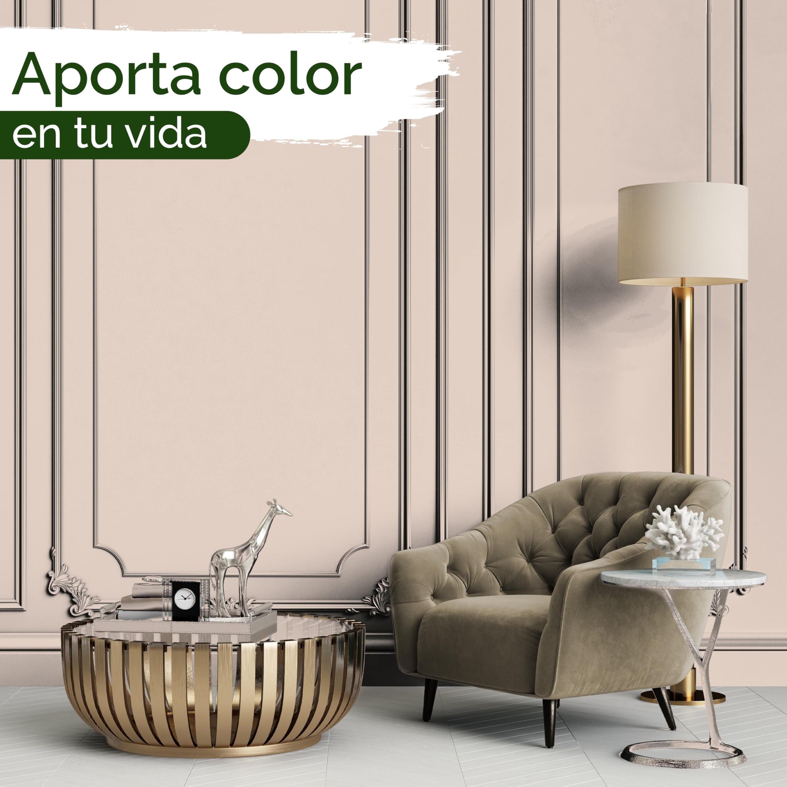 Pintura de pared beige para interiores - 5 litros y opacidad clase 1, sin vetas, antigoteo, ecológica y sin COV (Himalaya Salt)
