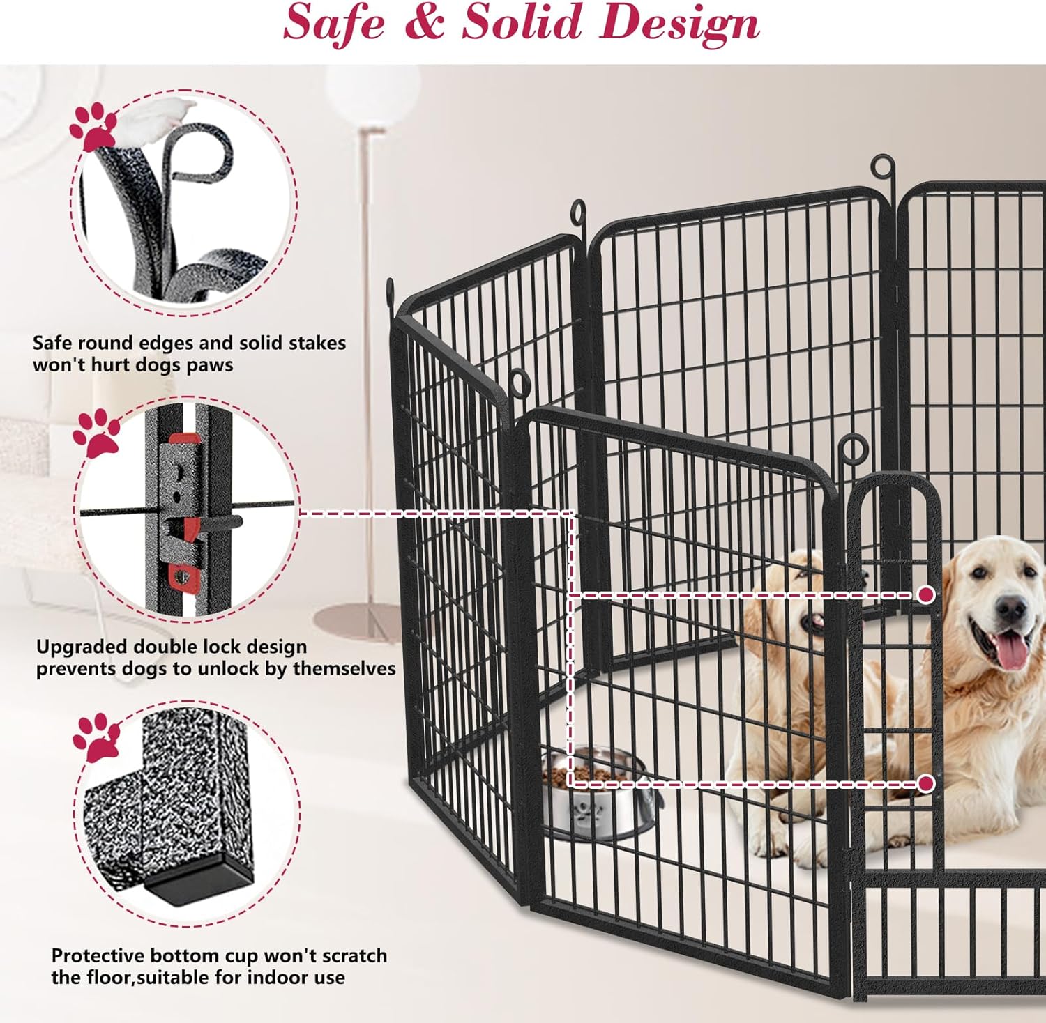 Dog Playpen, 40 inch Height 38 Panels Heavy Duty Dog Fence Pet Playpen with Door, Anti-Rust Dog Exercise Pen with Lock, Portable Pet Fence Outdoor for Yard RV Camping