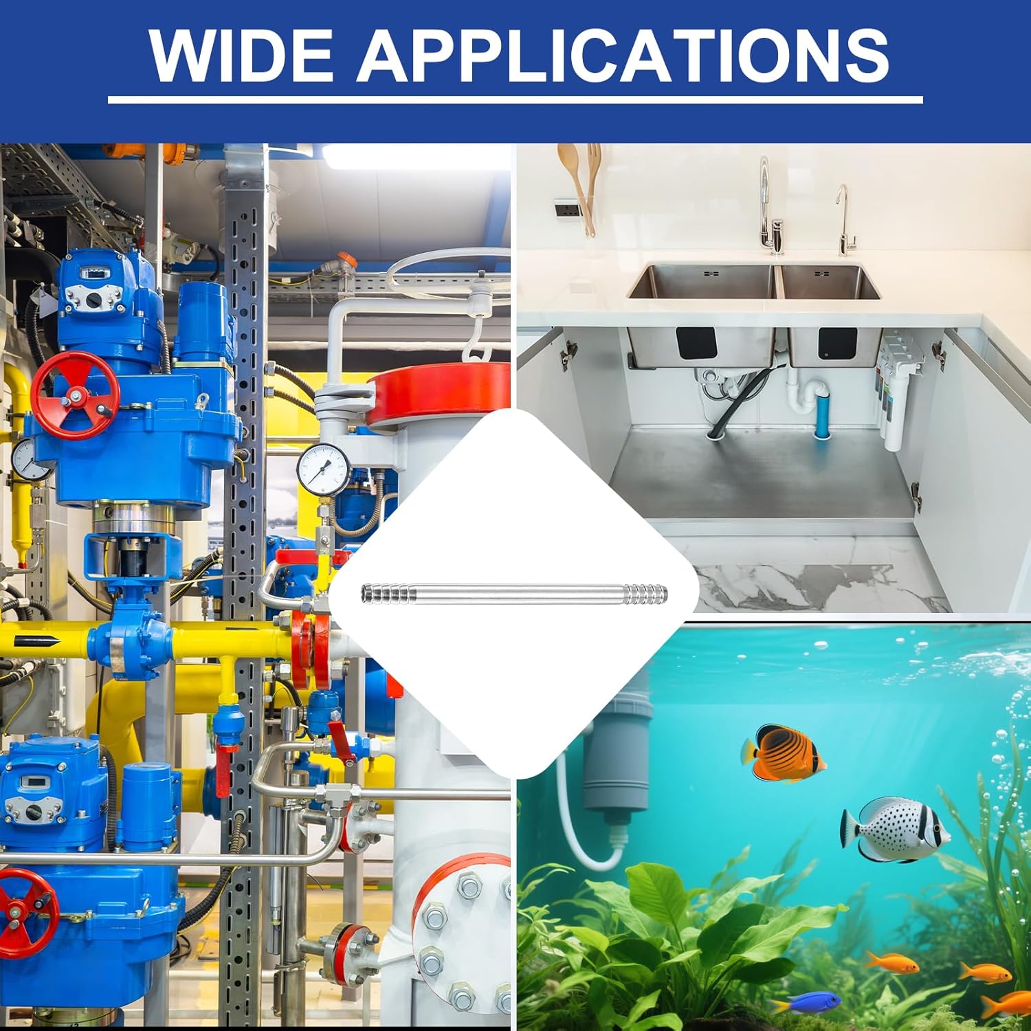 PATIKIL 1/4" (6mm) Hose Barb Fitting, 2 Pcs 316 Stainless Steel Splicer Mender Double Ended Joint Adapter Metal Barbed Fittings for Fuel Air Liquid Gas Water Pipes, Silver