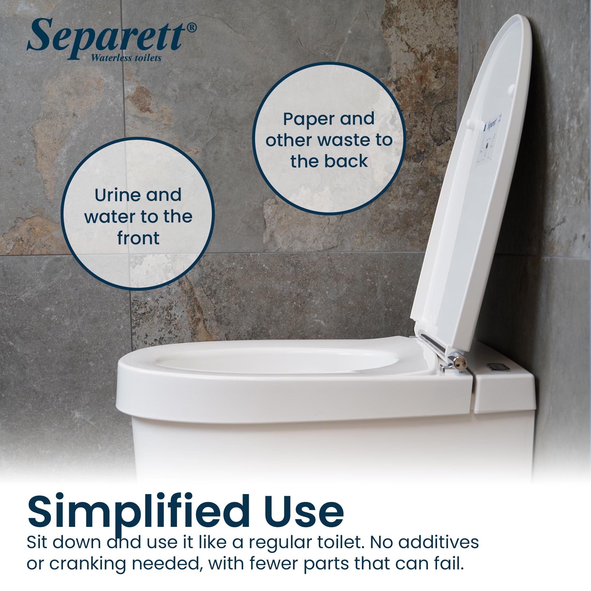 Urine separating toilet Separett Tiny® with urine hose out | Fácil de usar, no necesita aditivos, para casas pequeñas, cabañas y caravanas, con sistema de agua gris