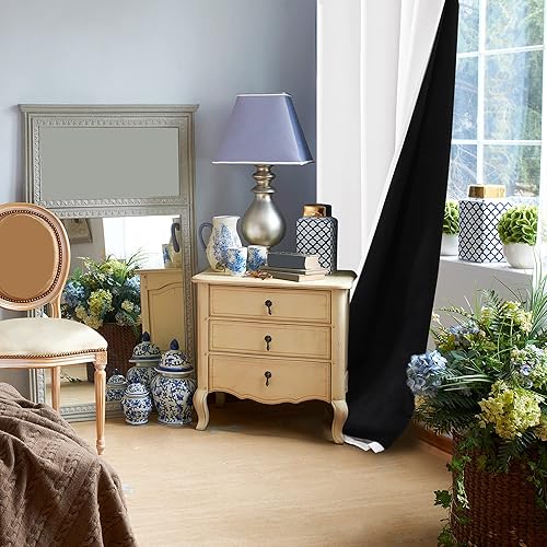 Miniatura 4 de Deconovo Cortinas opacas 100% con forro negro, cortinas con ojales aisladas térmicamente que reducen el ruido, doble capa para oscurecer la