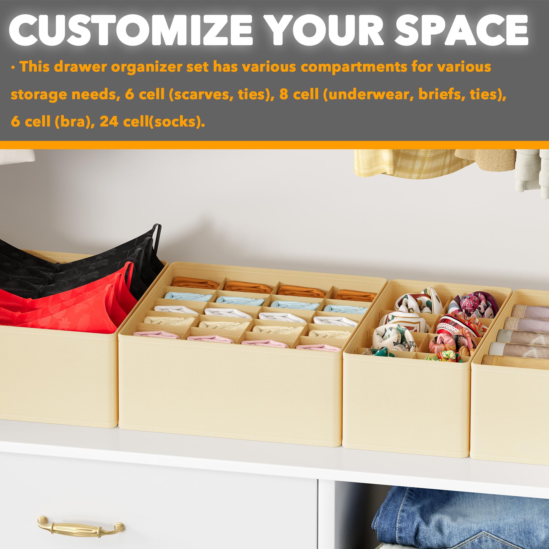 Amazon.com: SpaceAid Underwear Drawer Organizer, 4 Pack Dresser