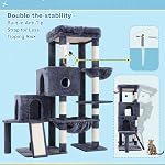 Hey-brother Cat Tree Tower, Scratching Posts with Big Platform, 2 Condos, Spacious Hammock, Cozy Basket, Sisal Board for Indoor Large Adults, 50 Inches Progressive Climbing House, Smoky Gray MPJ071G