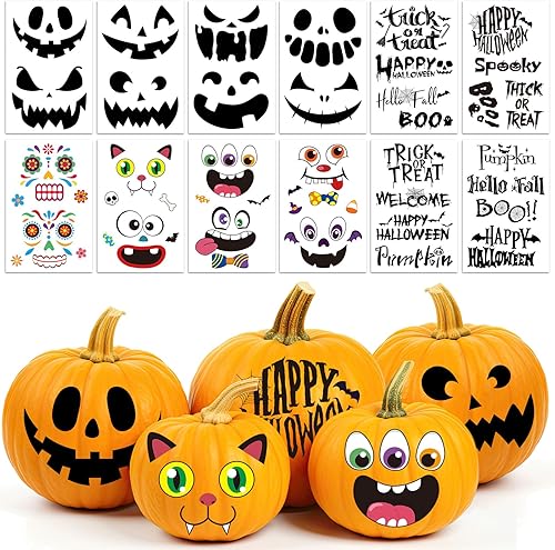 32 Pcs Pumpkin Decorating Stickers, Halloween Pumpkin Face Stickers Jack-O-Lante