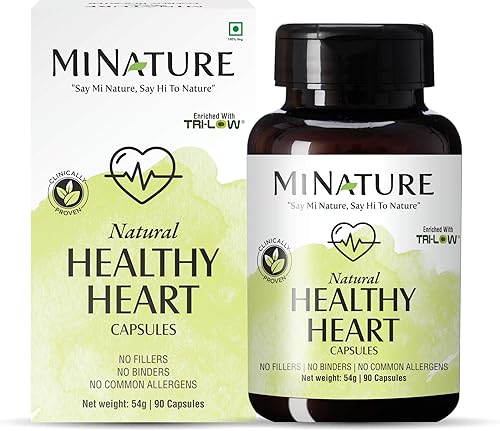 Cápsulas saludables para el corazón enriquecidas con TRI-Low de mi Nature | 90 cápsulas vegetales | Suministro para 45 días | 1000 mg | TRI bajo,