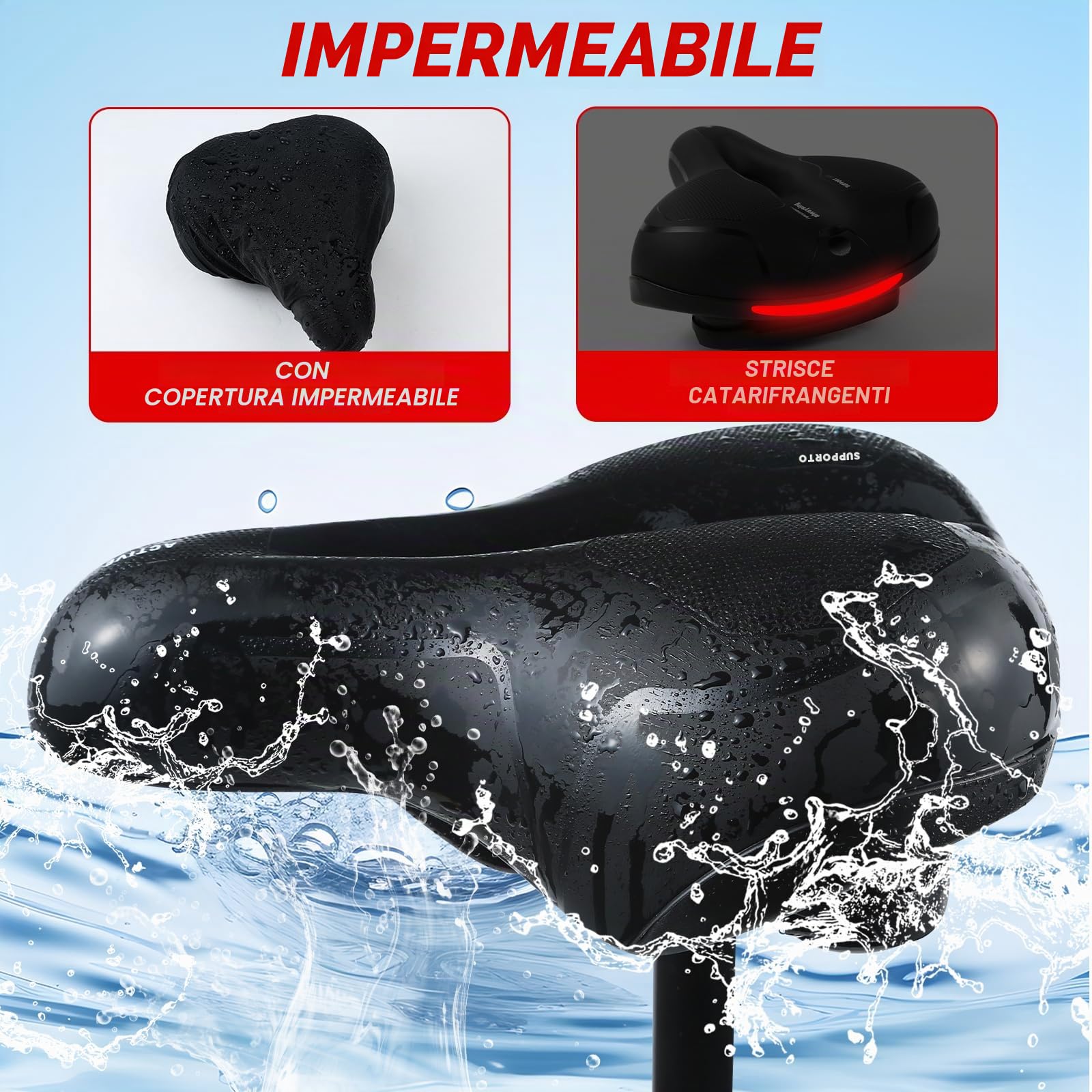 Sella per Bicicletta Pro Max Comoda,Sella Bici in Memory Foam Morbido Ampia, Uomo Donna Sellino Bicicletta Traspirante Ergonomica per Biciclette da Strada, City Bike, Mountain Bike