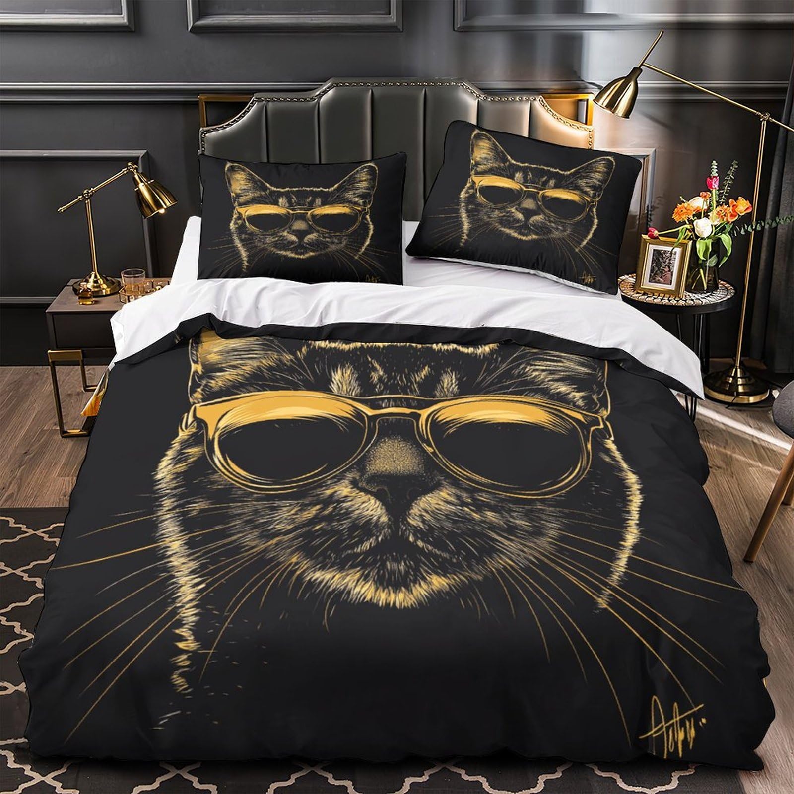 Housse de couette chat 3D imprimée de qualité supérieure 260x220cm super king