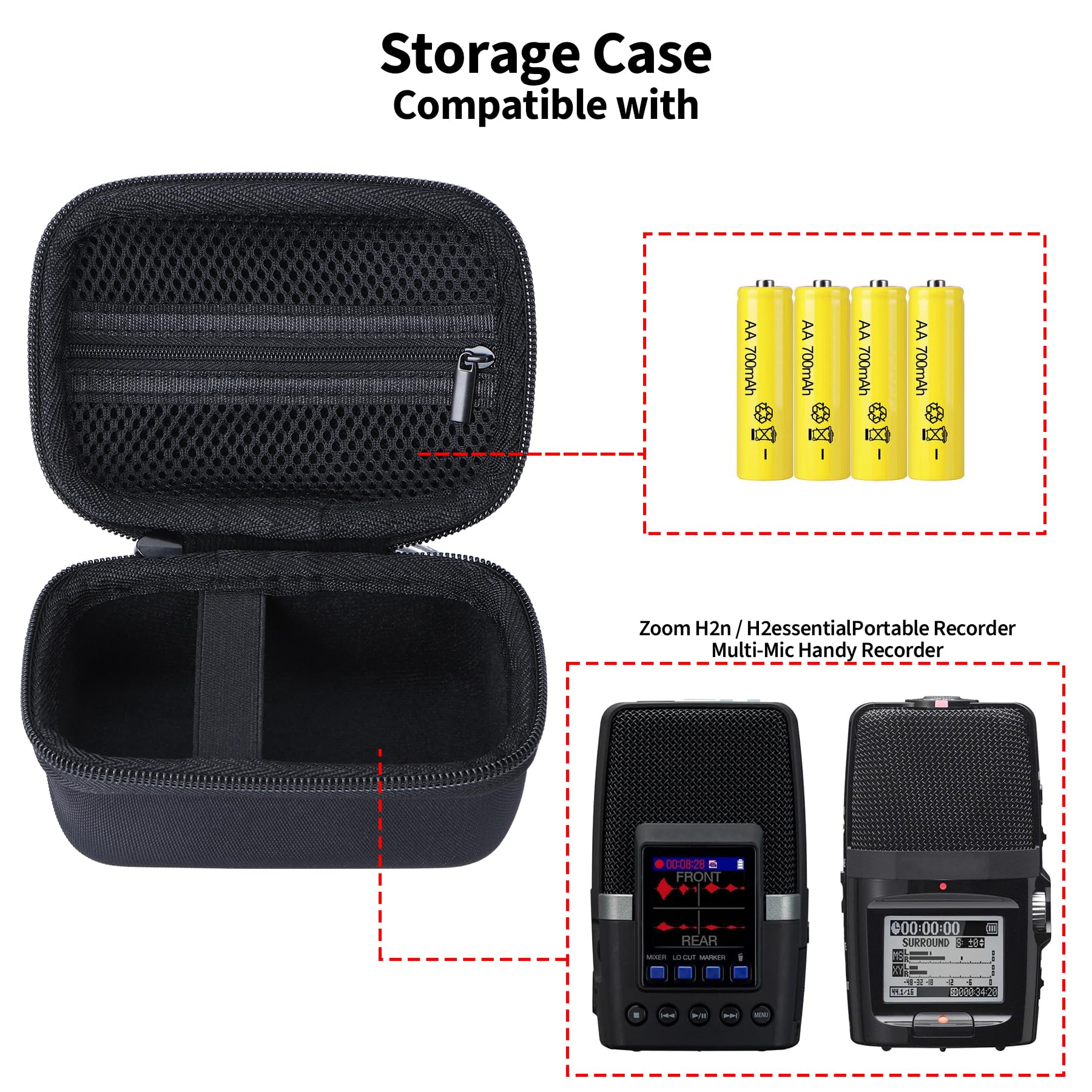 Lebakort Hard Carry Case Compatible with Zoom H2n / H2essential Portable Recorder, Black Case, for Zoom H2n / H2essential - Image 3