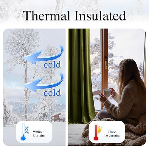 Miniatura 187 de RYB HOME Juego de 2 paneles de cortinas de terciopelo malva, cortinas y cortinas para oscurecer la habitación, con aislamiento térmico, decoración