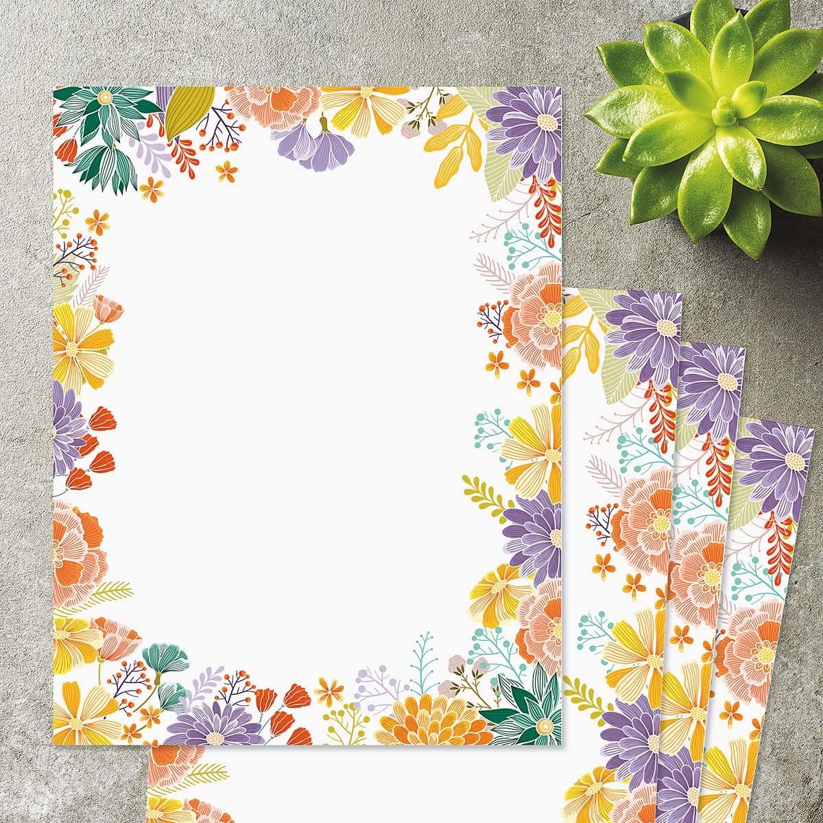 Current Wildflower Floral Letter Paper - Spring Stationery Papers With Decorative Wildflower Border, Printable Holiday, Wedding & Bridal Shower, & Invitation Sheets, Set of 25, 8 1/2" x 11" image 5
