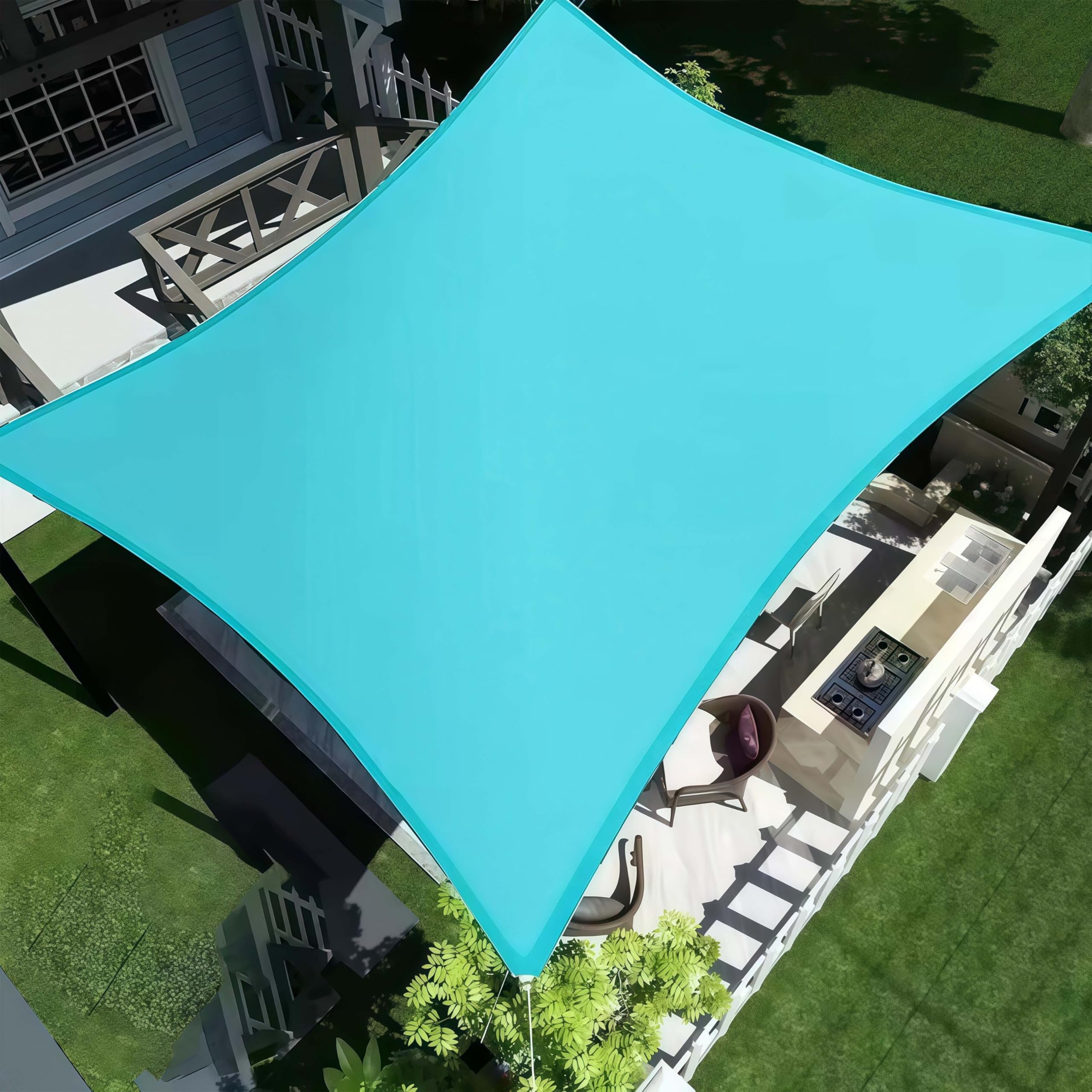 Voile d'ombrage extérieur pour ombrager la terrasse du jardin avec sa toile tendue anti-UV