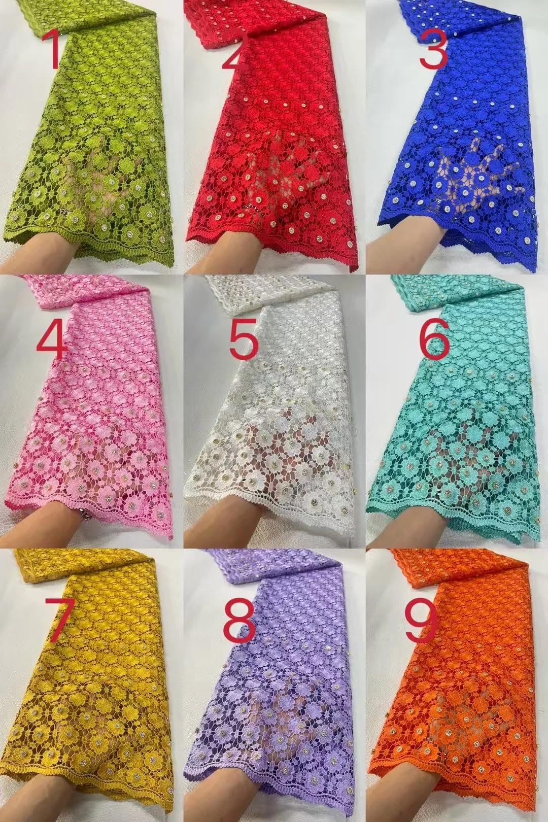 Guisolid - Tela de encaje de tul de algodón bordado, 5 yardas, para vestidos de graduación, tela de costura de 3 5 yardas
