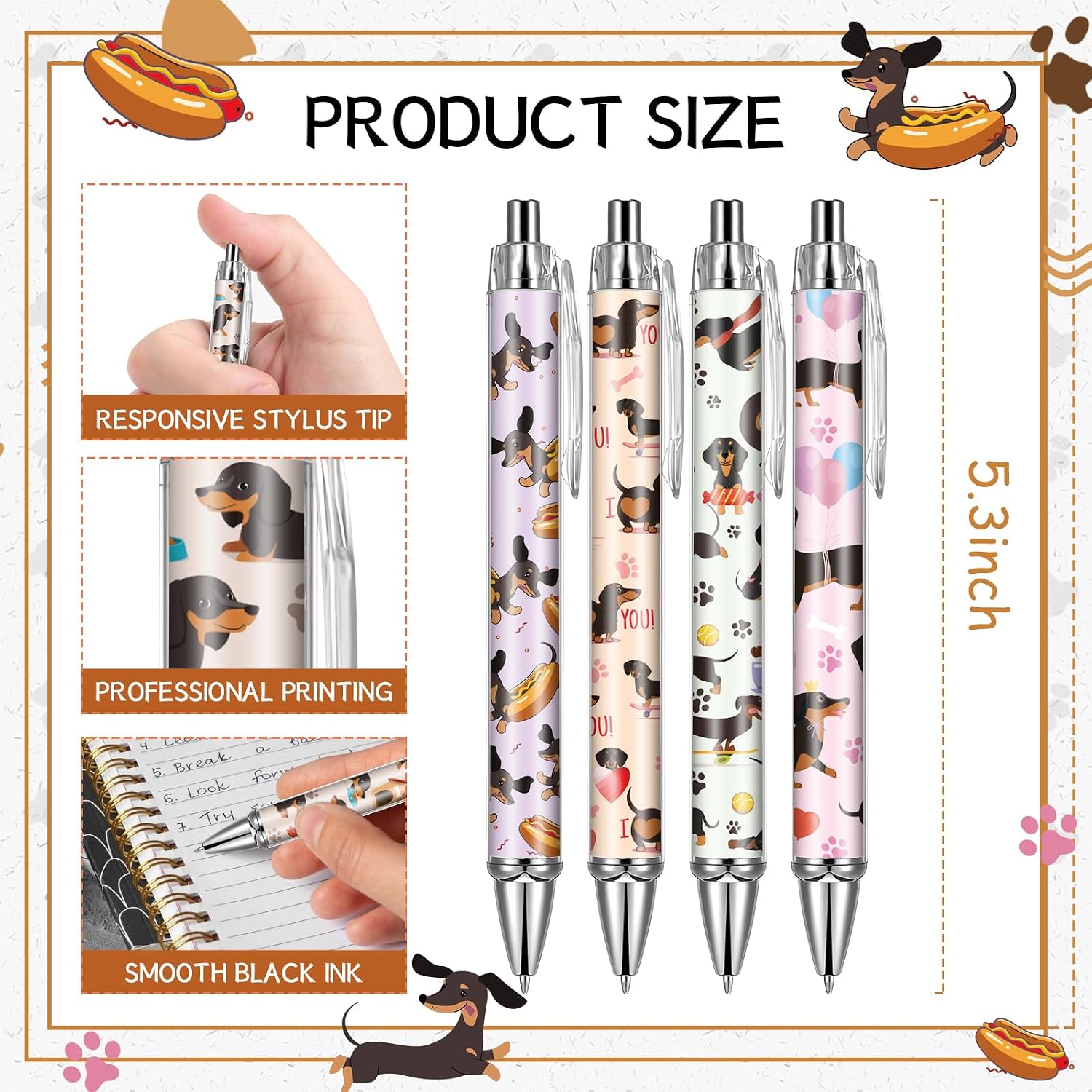 Dachshund Ballpoint Pens Bulk - 24 Pcs Cute Gifts for Dog Lover image 3