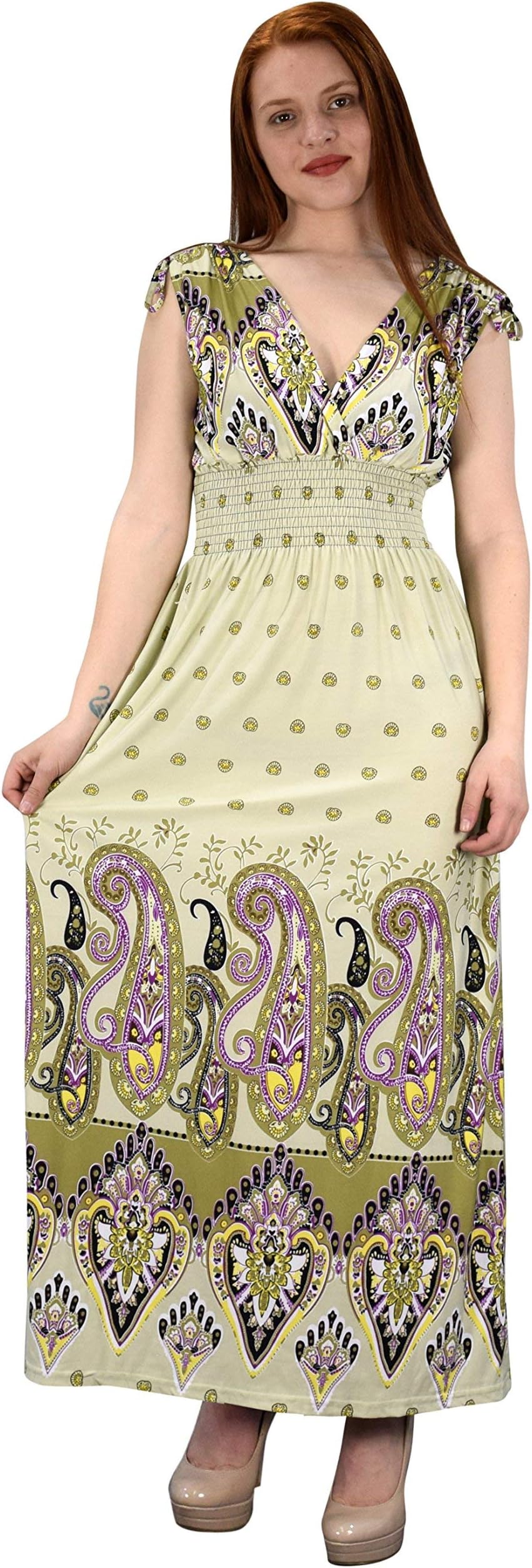 Peach Couture Womens Summer Exotic Floral Bohemian Tahiti Sleeveless Maxi Dress