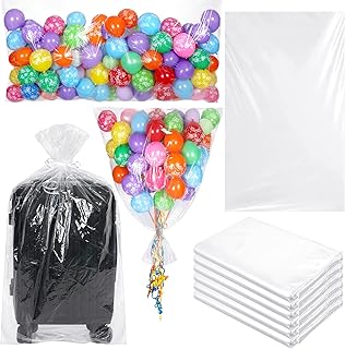 6 Pieces Balloon Transport Bags, 98.4 x 59.1 Inch Clear Giant Storage Bags Large Balloon Drop Bag Plastic Balloon Bags for Transport Birthday Wedding Gender Reveal Graduation Party Supplies