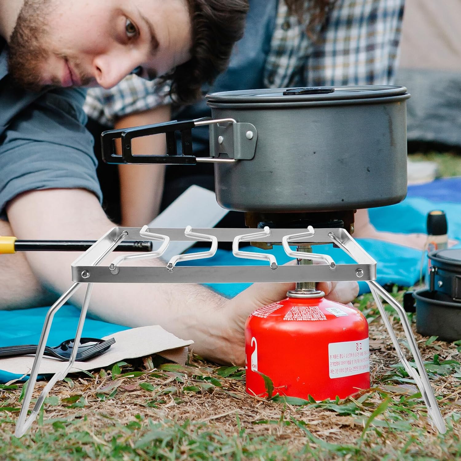 Balacoo Foldable Stainless Steel Portable Campfire Stove Grill Rack Bbq Stand Camping Picnic Backpack Accessory Outdoor Cooking Equipment