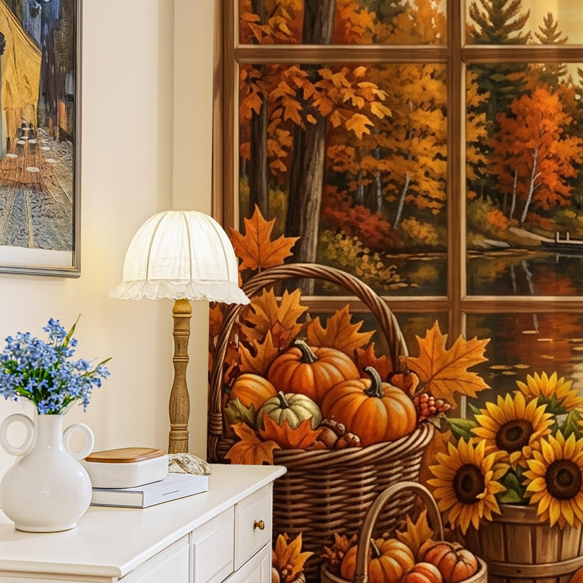 Rideaux occultants isolants thermiques orange de 132x213 cm à motif de tournesol