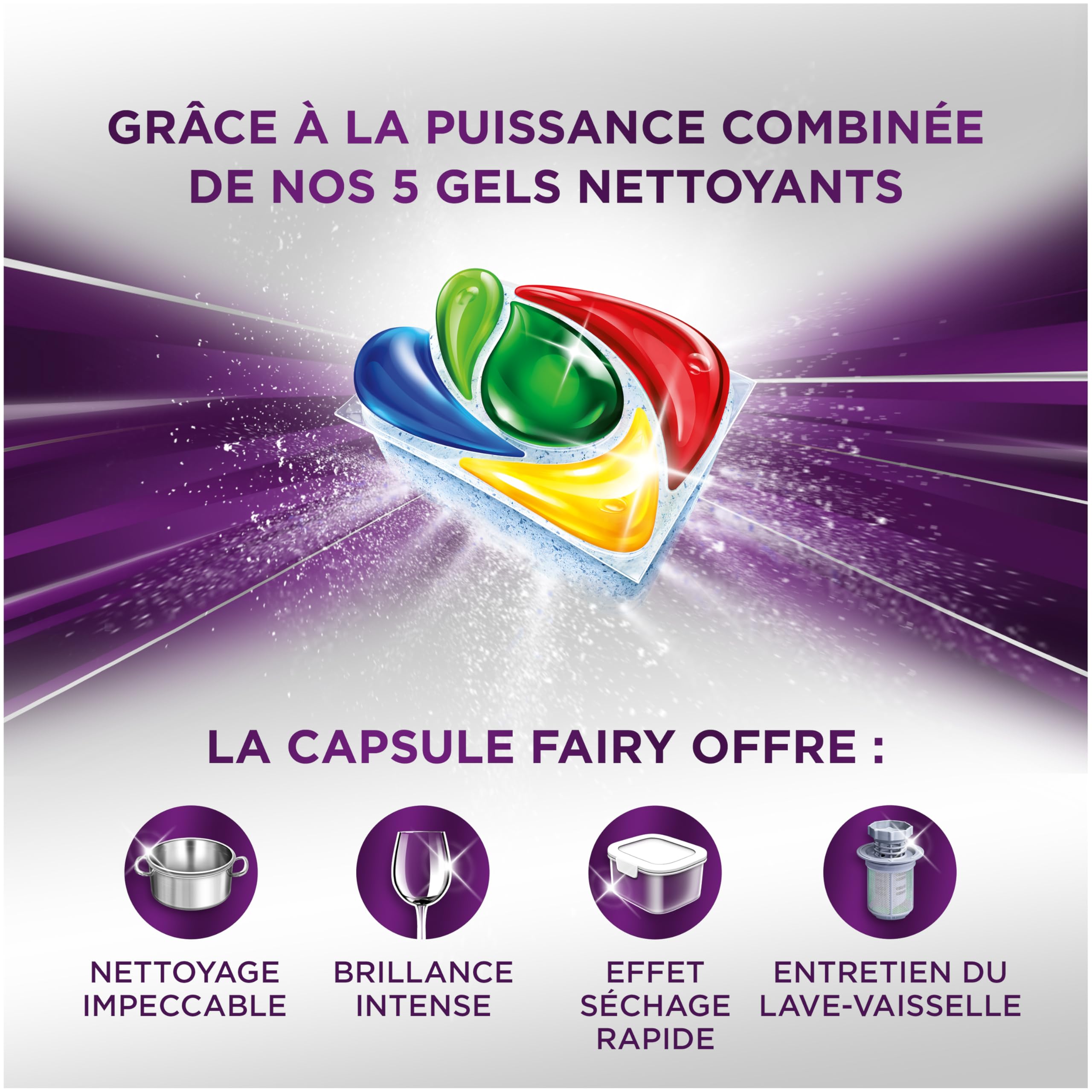 Fairy Platinum Plus Tablettes Lave-Vaisselle Tout-en-1, Miracle 30 Minutes, 100 Tablettes (20x5), Notre Nettoyant n°1 Pour Les Résidus Alimentaires Tenaces